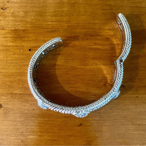 Judith Ripka Sterling Silver Heart Pavé Diamoniques Cuff Bracelet size 7” - Picture 7 of 12